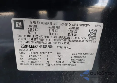 2017 Chevrolet Equinox Ls z USA, uszkodzony, nr VIN 2GNFLEEK4H6183650